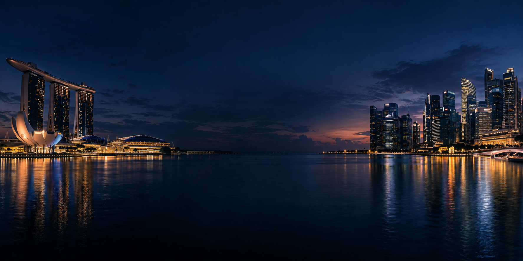 Waterfront skyline at dusk